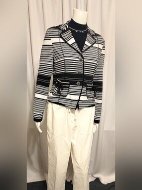 Joseph Ribkoff Black and White Striped Top